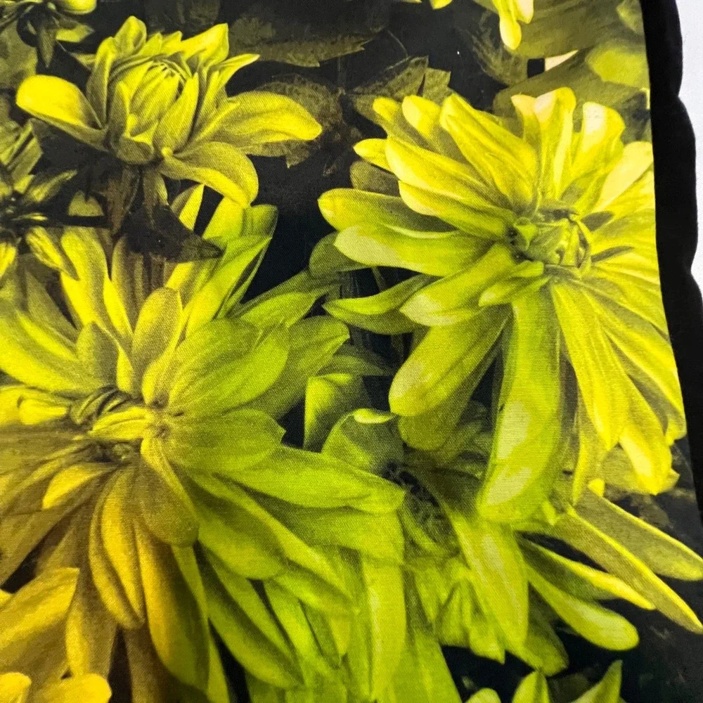 Michael Kors Pants 14 Black Floral Womens Black Yellow Green Print Tuxedo Stripe
